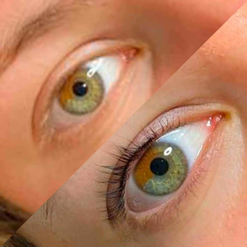 Antes e depois de fazer um Lash lifting